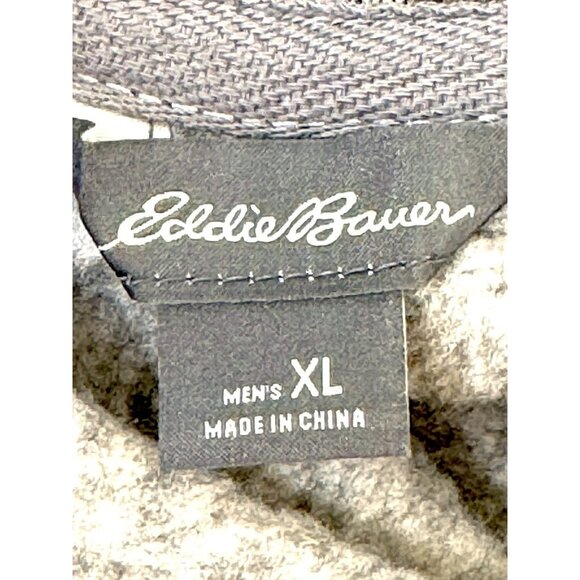 Eddie Bauer Mens Heathered Pullover Radiator Fleece XL Olive Cream 1/4-Zip NWT - Picture 3 of 10